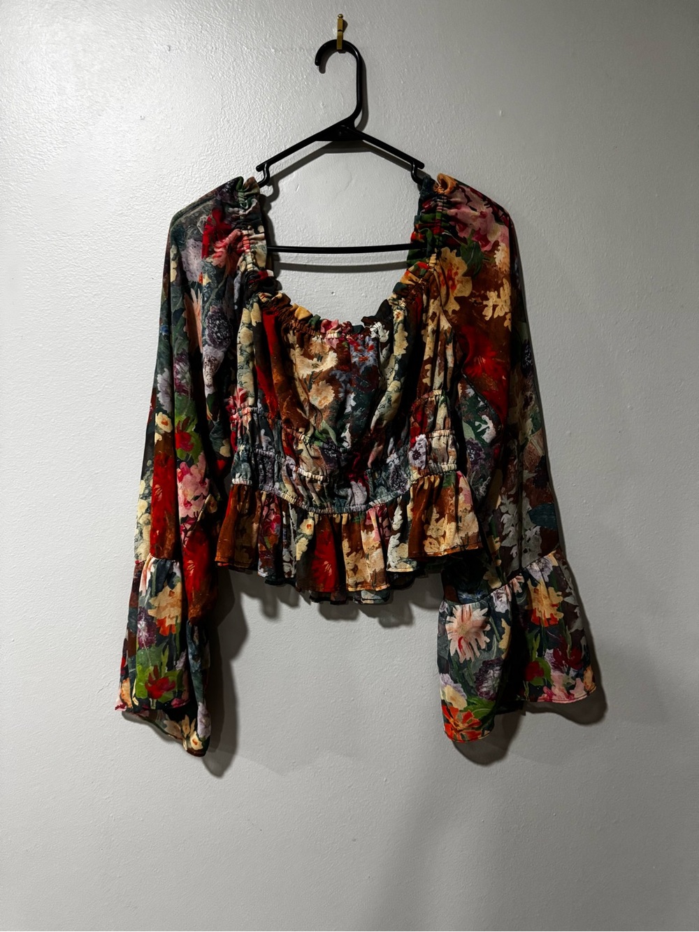 Hutch Floral Ruffled Peasant Blouse in Multicolor